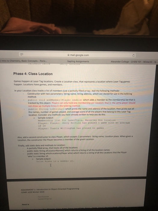 The right colums must be Phase 4: Class Location T Games hacen