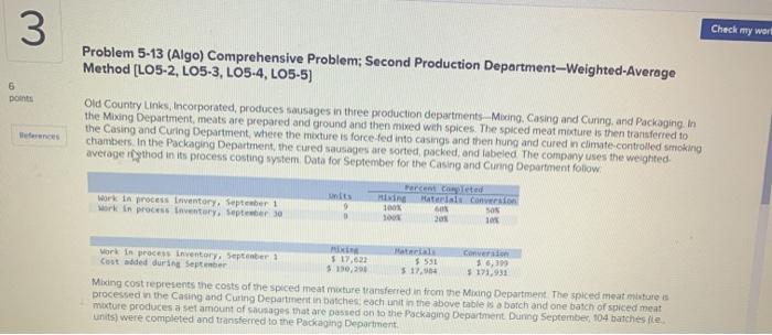 3 Check my word Problem 5-13 (Algo) Comprehensive Problem; Second Production