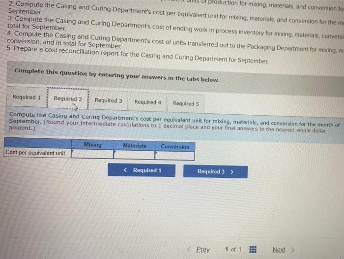 Comprehensive Problem: Second Production Department-Weighted Average Method [LO5-2, LO5-3, LO5-4, LO5-5) Old