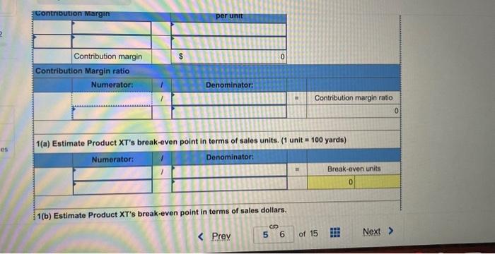 mangerial accounting options for first section Sales Variable cost Contribution margin (options