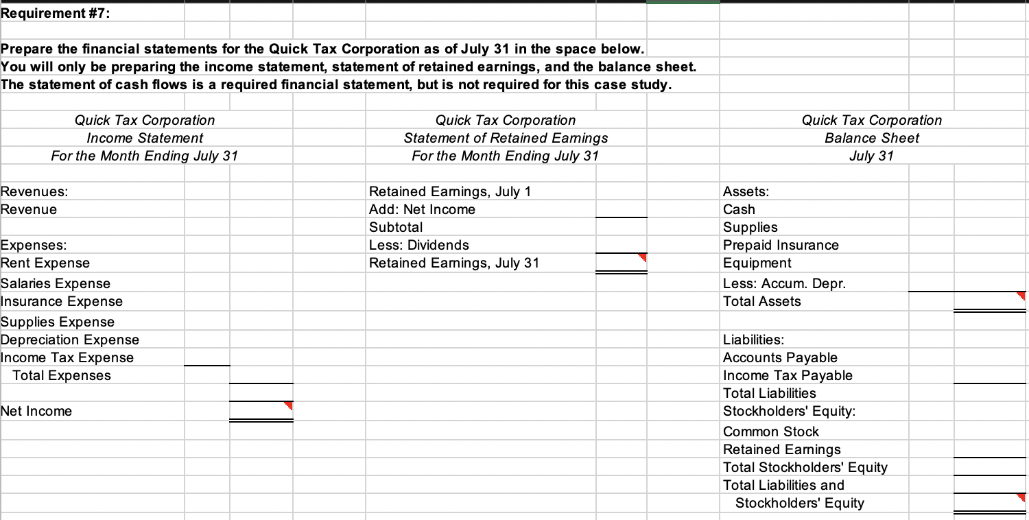 Trial Balance Requirement 7Prepare the Financial Statements Requirement 8Prepare the Closing Entries