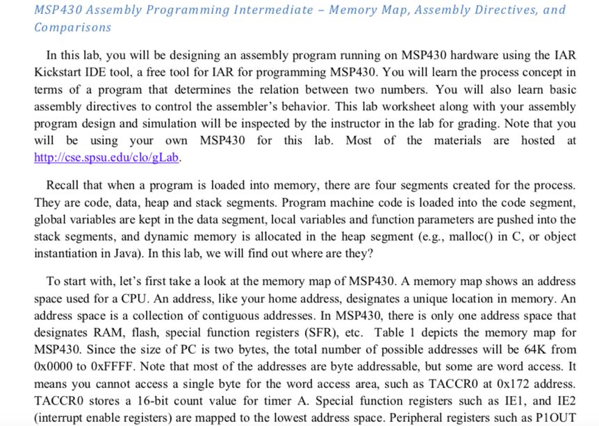  please, include the assembly program too. thank you MSP430 Assembly Programming