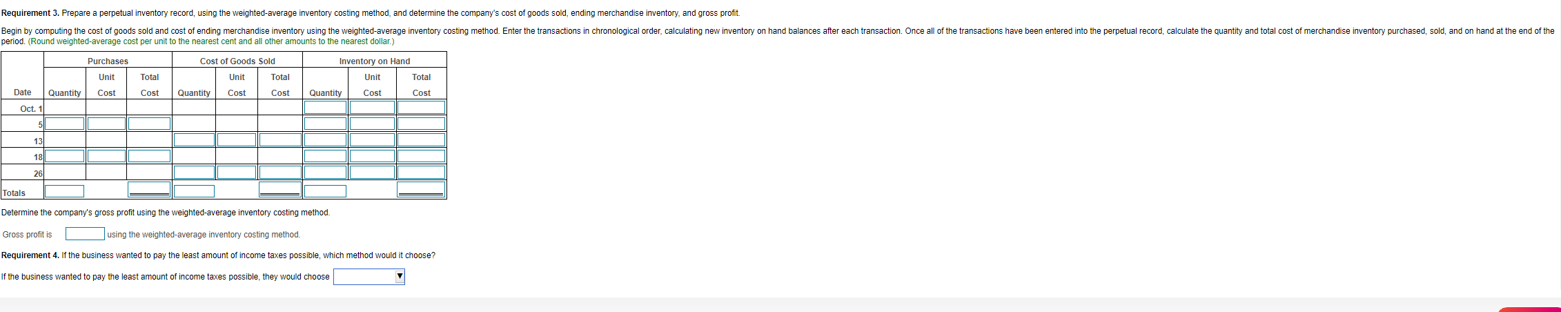 requirements please thank you. = Determine the company's gross profit using the