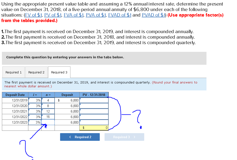  Using the appropriate present value table and assuming a 12% annual