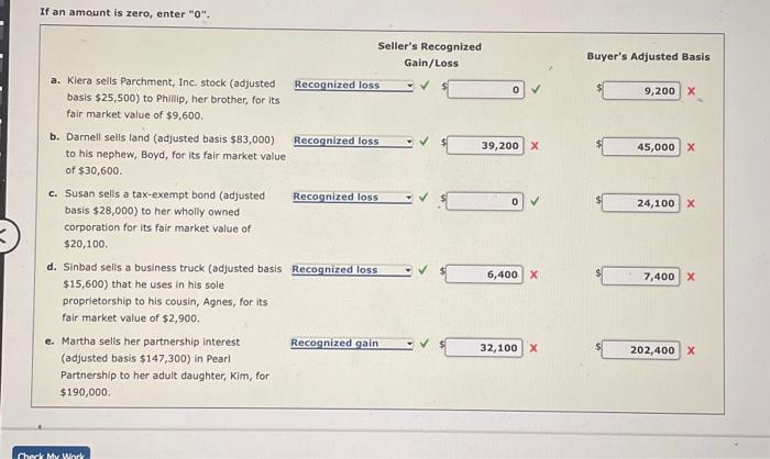  If an amount is zero, enter " 0 ". Seller's Recognized