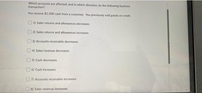 goods sold. A customer returns goods which you previously sold to him