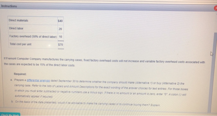 Computer Company has been purchasing carrying cases for its portable computers at