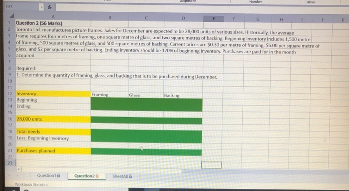  Alignment Number Tables E23 D G 2 Question 2 (56 Marks)