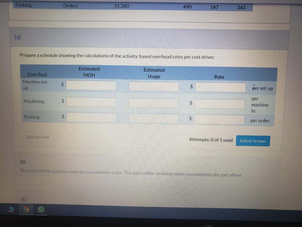 cost pools and two products. It estimates production of 3,000 units of
