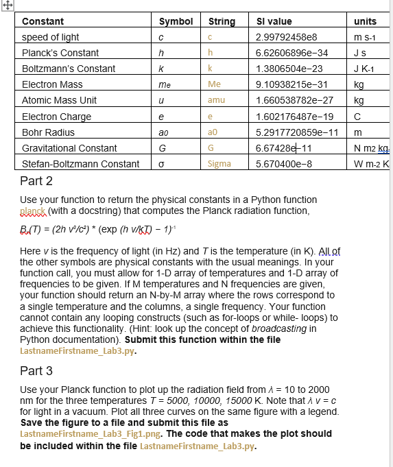 name of a physical constant and returns its numerical value, as given