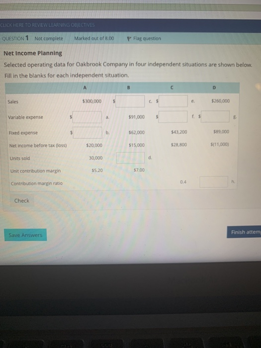  CLICK HERE TO REVIEW LEARNING OBJECTIVES QUESTION 1 Not complete Marked