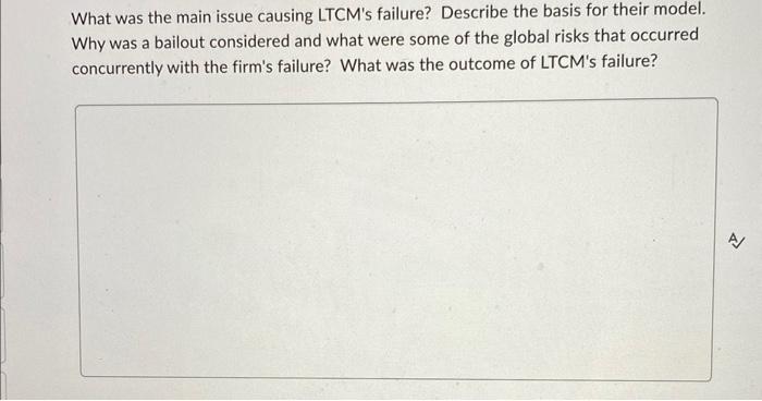  What was the main issue causing LTCM's failure? Describe the basis