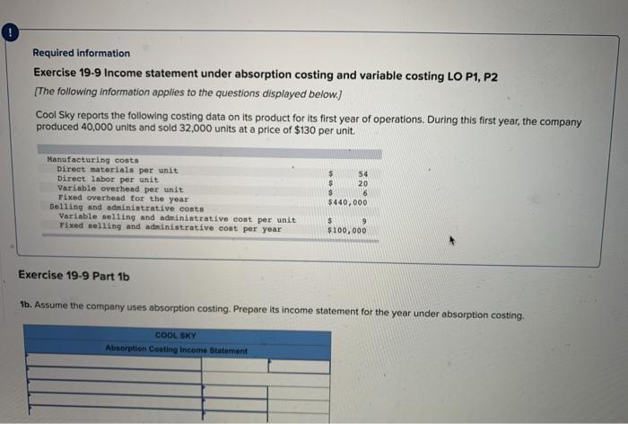 costing LO P1, P2 [The following information applies to the questions displayed