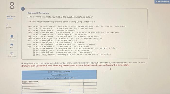 please help d. Prepare the income statement, statement of changes in stockholders'