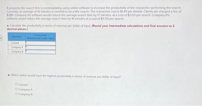 please help need help asap A property title search firm is contemplating