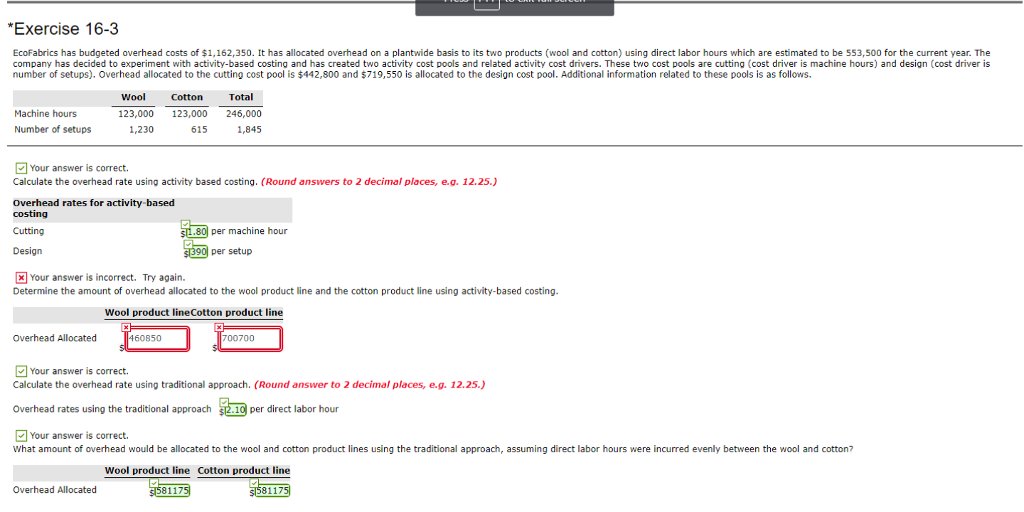  Please help me with the answers in the red. Exercise 16-3