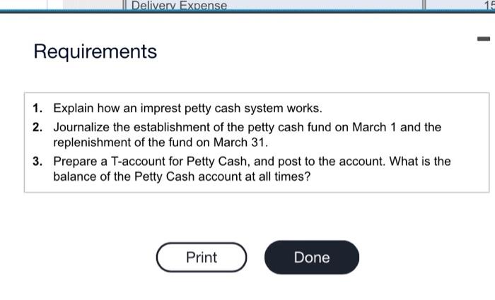 af ary pont in pow , the petly cash hen cartara Requirement