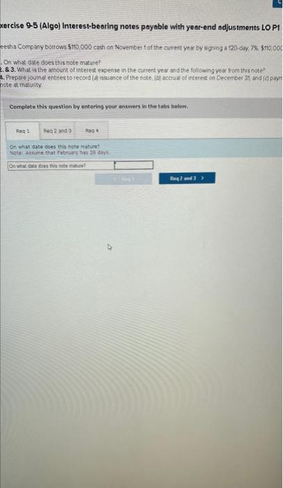 current year by signing a 120-day, 7%,$110,000 note. 1. On what date