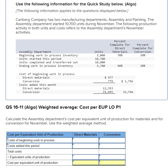  Use the following information for the Quick Study below. (Algo) [The