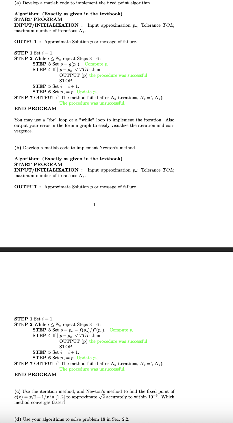  please provide me the matlab code for each question and the