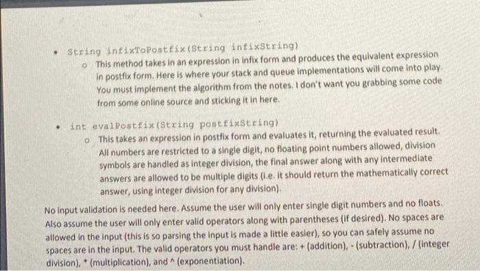 Postfix) Description: Your objective is to take an infix expression from the