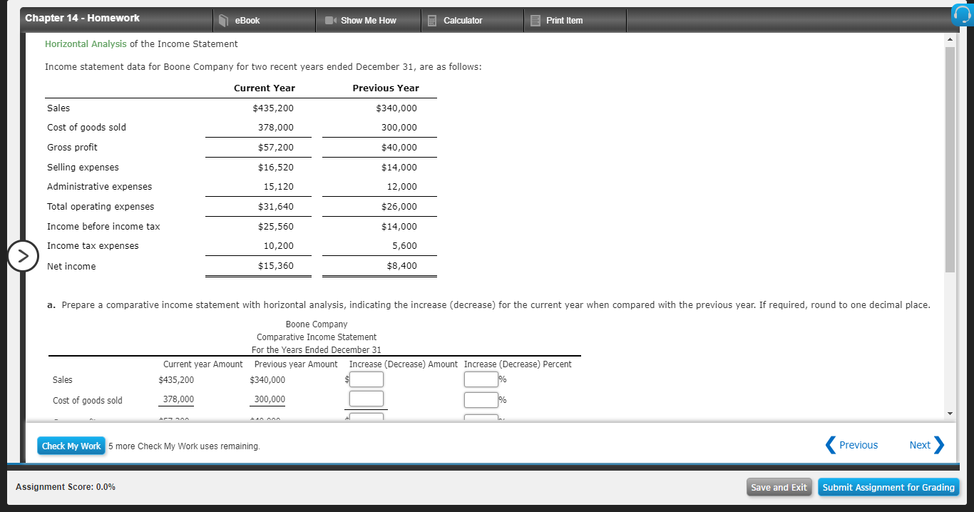  Chapter 14 - Homework E Print Item E Calculator eBook Show