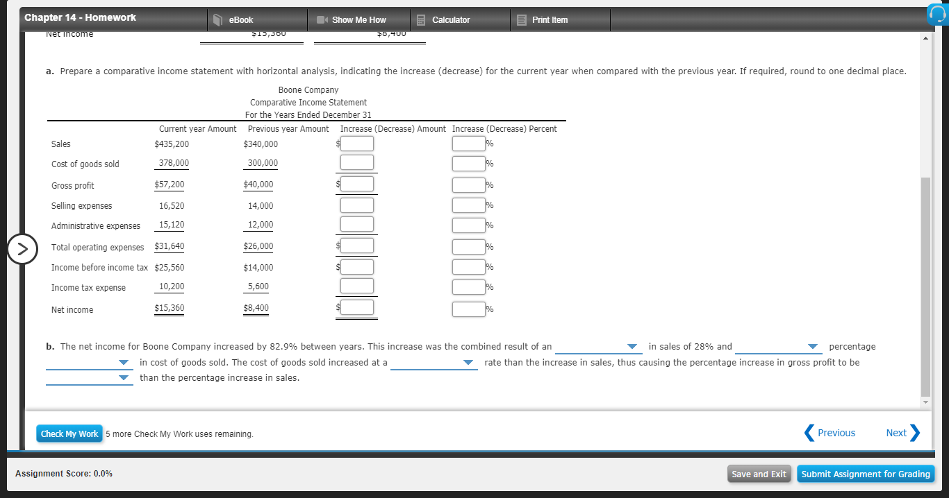 Me How Horizontal Analysis of the Income Statement Income statement data for