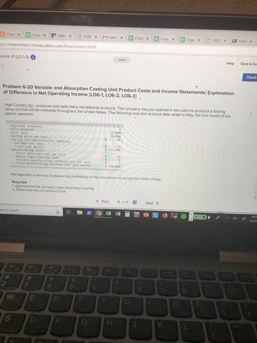  ps/ ucation.com/flow/connecthtml Help Save & Ex Problem 6-20 Variable and Absorption