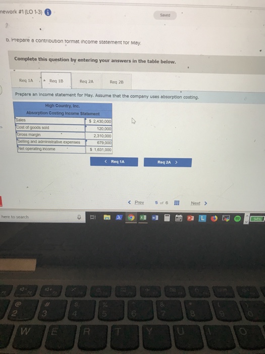 Operating Income [LO6-1, LO6-2, LO6-3) High Country igc produces and sells many