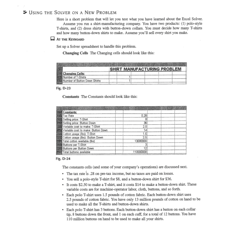 USING THE SOLVER ON A NEW PROBLEM Here is a short