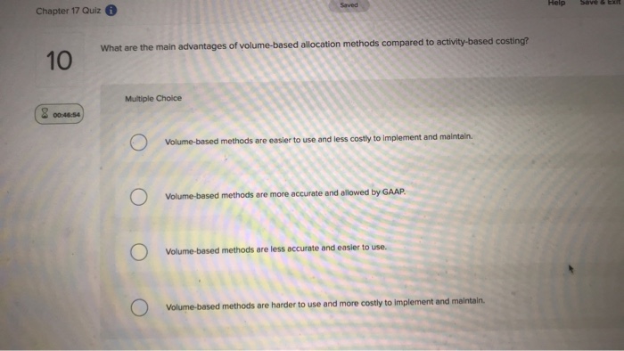 for activity costs in ABC costing. 8 Multiple Choice 00:47-13 The marketing