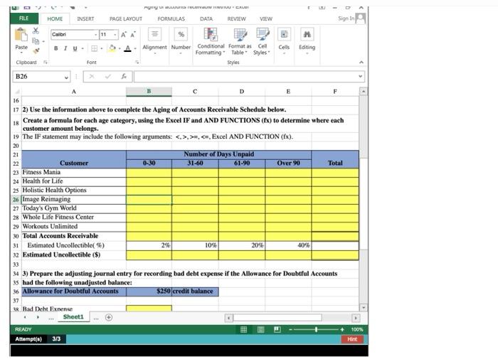 yellow. I know the answers... just need the excel formula for each
