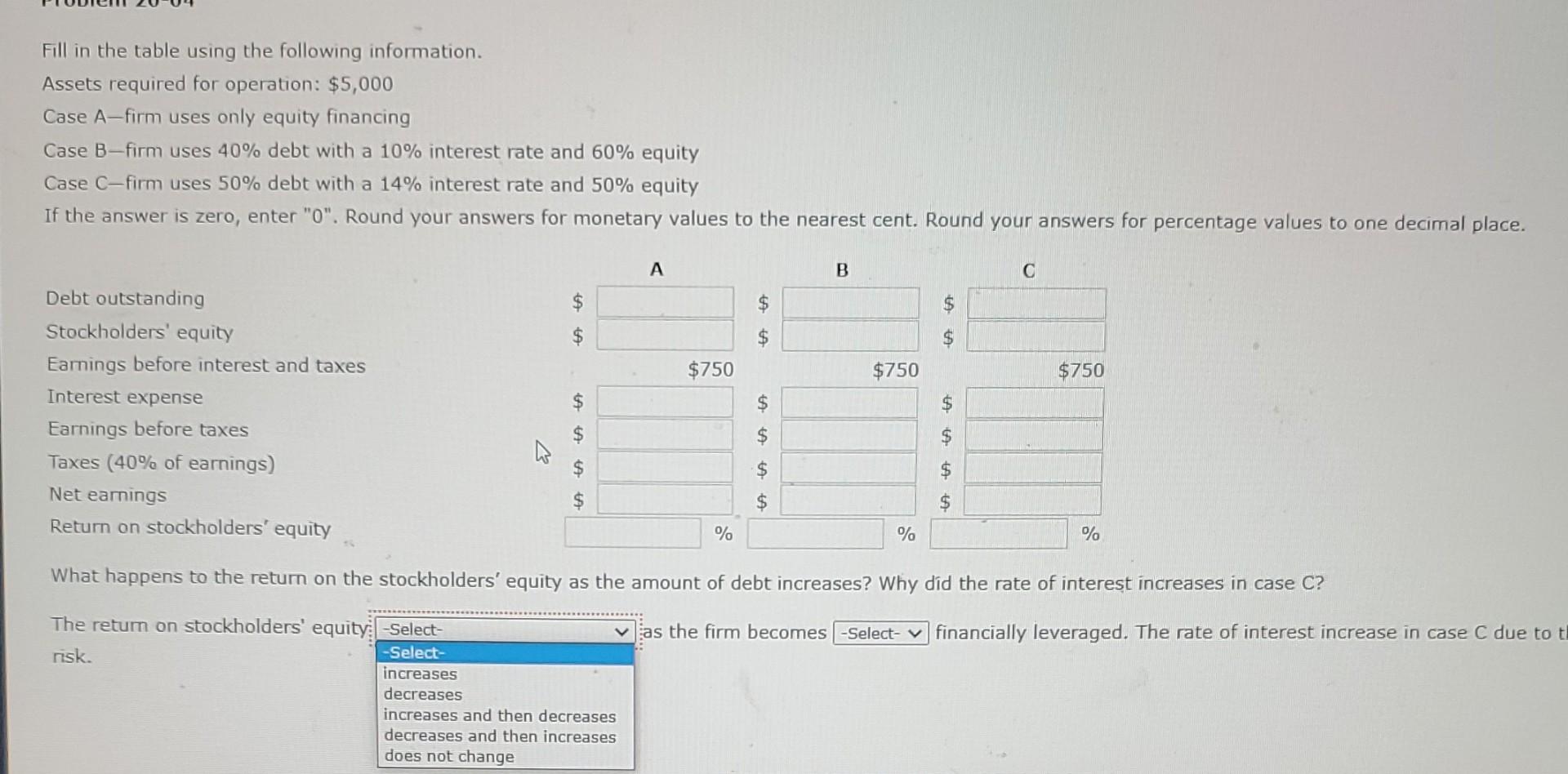  Fill in the table using the following information. Assets required for