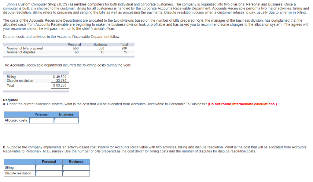 John's Custom Computer Shop (JCCS) assembles computers for both individual and