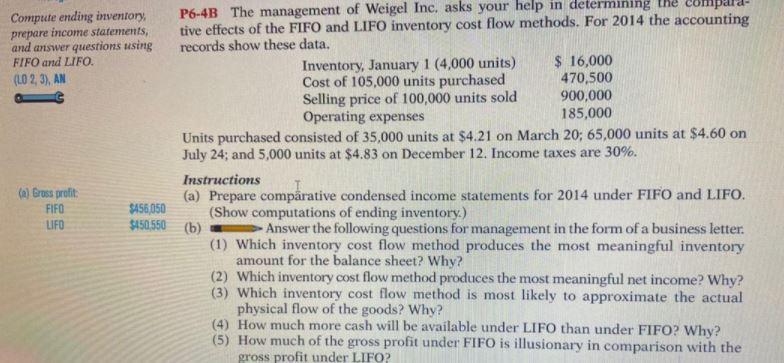 Compacte ending inventory prepare income statements, and answer questions using FIFO