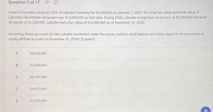 please help with multiple choice. will give thumbs up :) Green Corporation