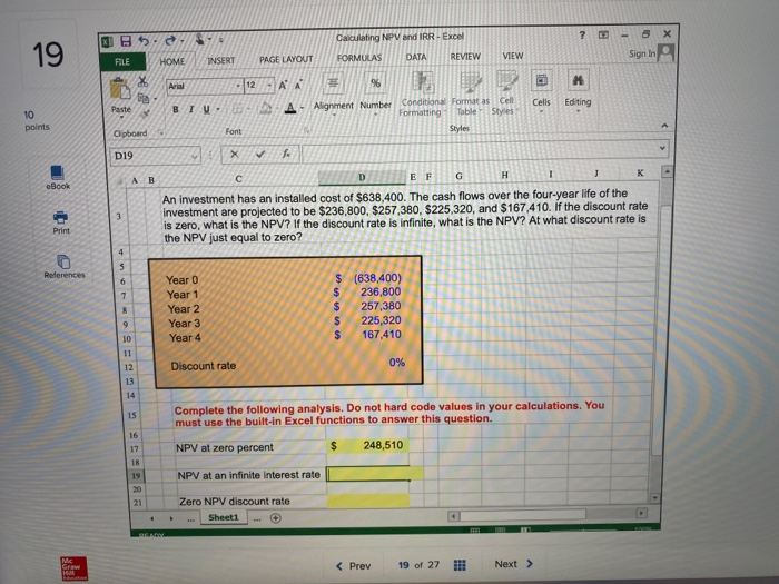 using excel formulas only 5. Calculating NPV and IRR - Excel 7