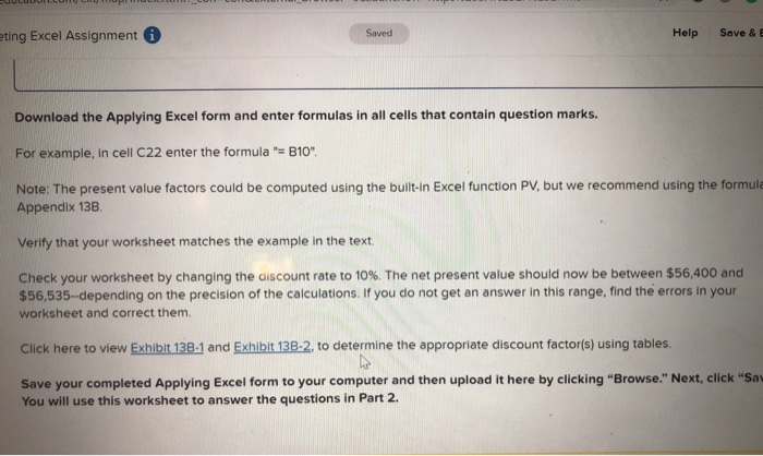  eting Excel Assignment Saved Help Save & E Download the Applying