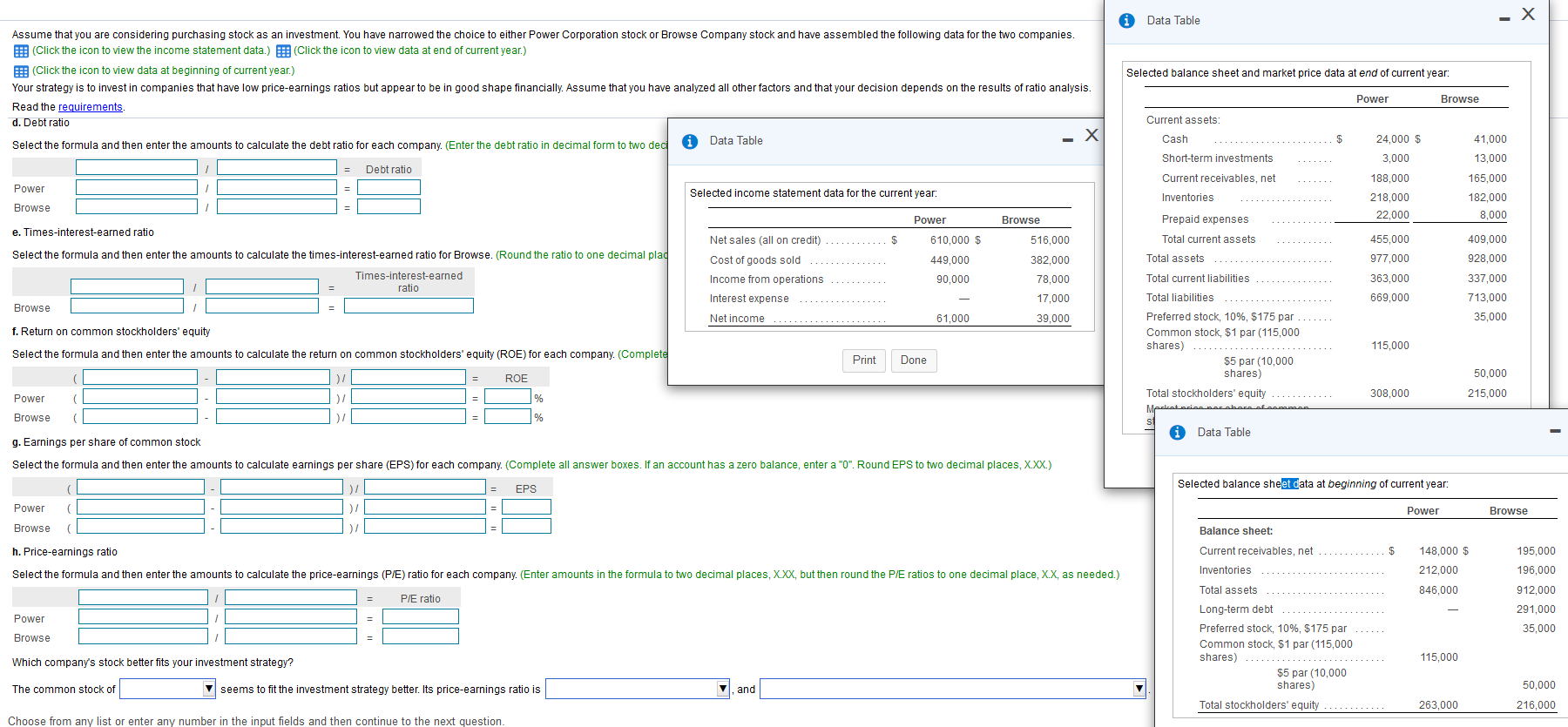 of current year: Assume that you are considering purchasing stock as an