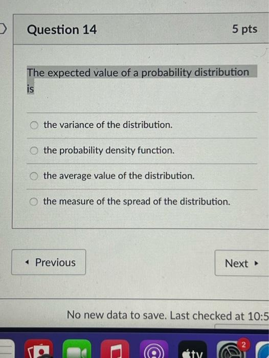  The expected value of a probability distribution is the variance of