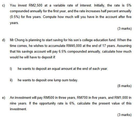 2023 of the following cash flows: Ravindran has been depositing money at