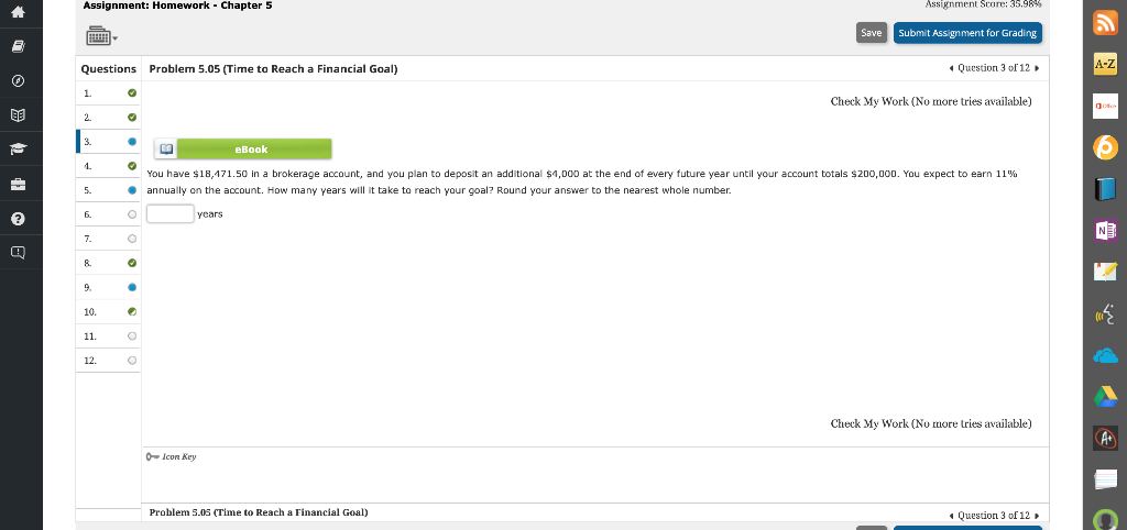  Assignment: Homework - Chapter 5 Questions Problem 5.05 (Time to Reach