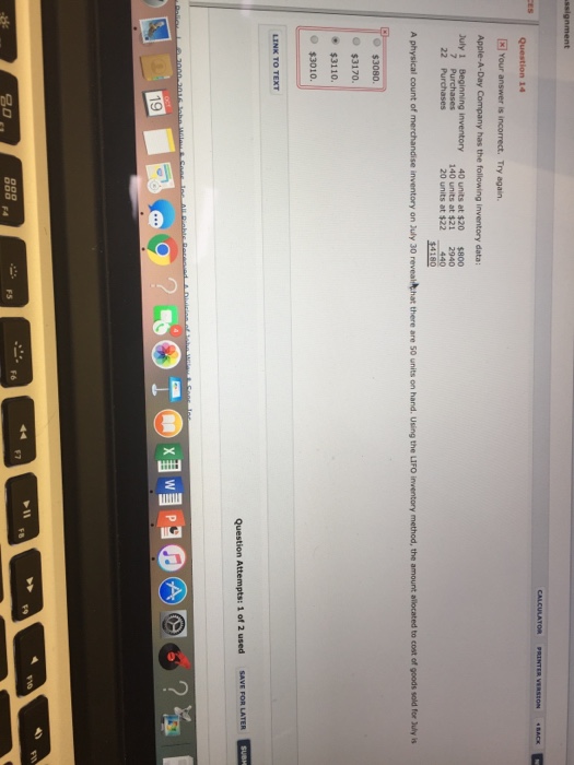  Apple-A-Day Company has the following inventory data: A physical count of