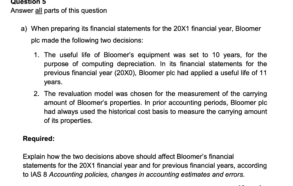  Can someone solve this please? Question 5 Answer all parts of