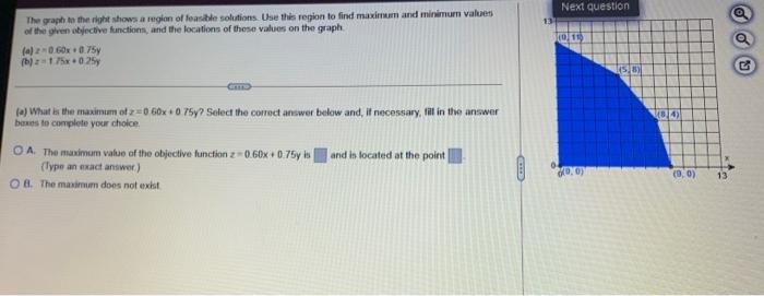  Next question The graph to the right shows a region of
