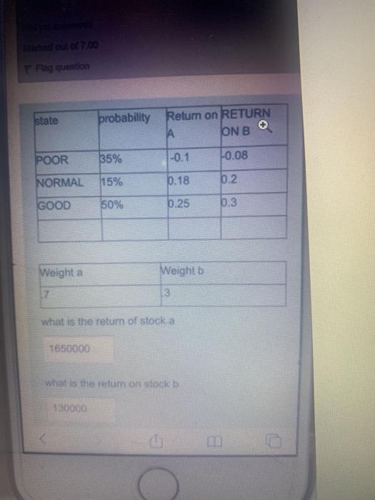  7.00 Region state probability Retum on RETURN ONB POOR 35% -0.1