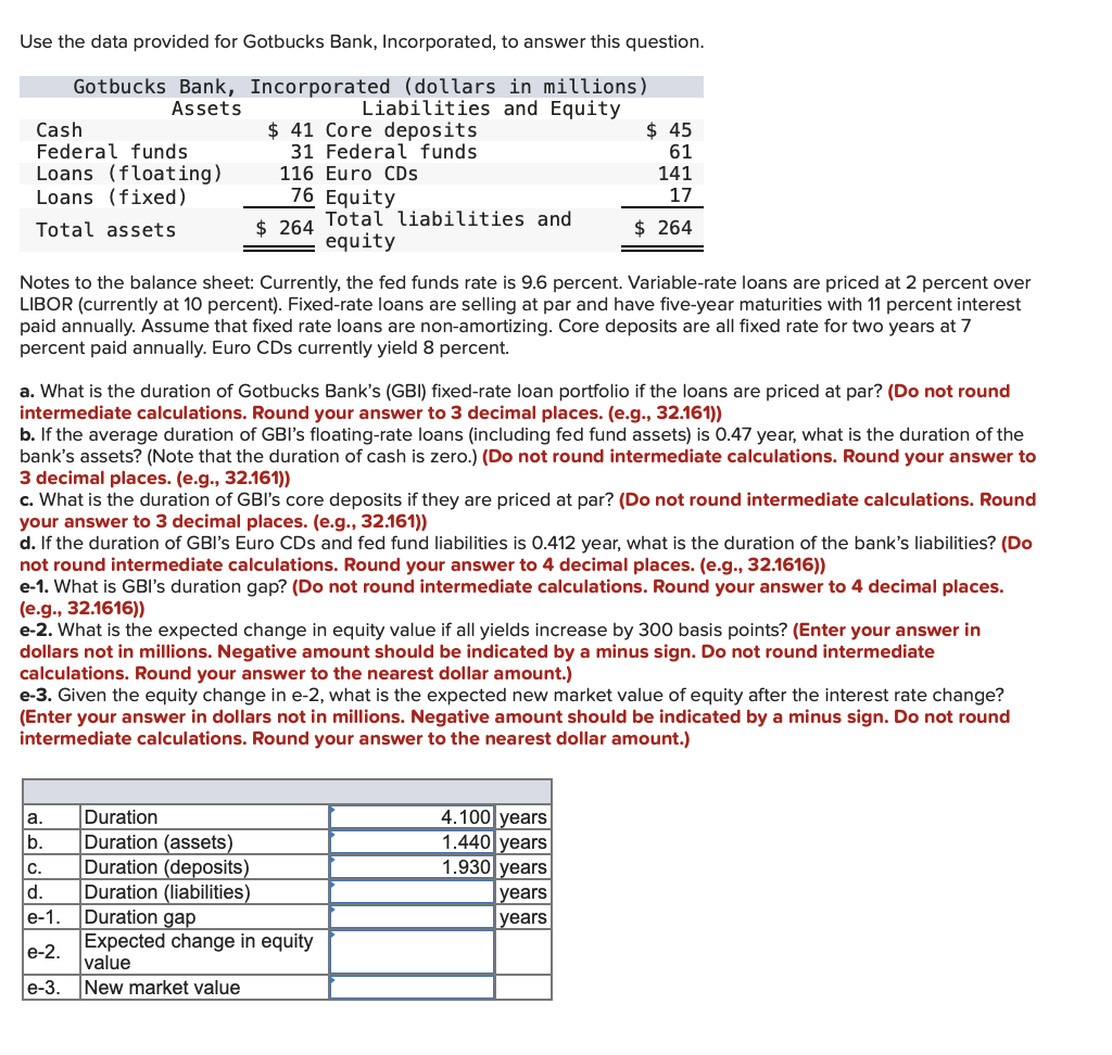 Please provide answers for parts d, e-1. e-2, and e-3. Clearly show