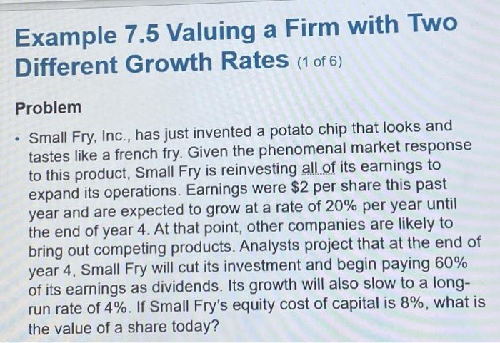  Example 7.5 Valuing a Firm with Two Different Growth Rates (1