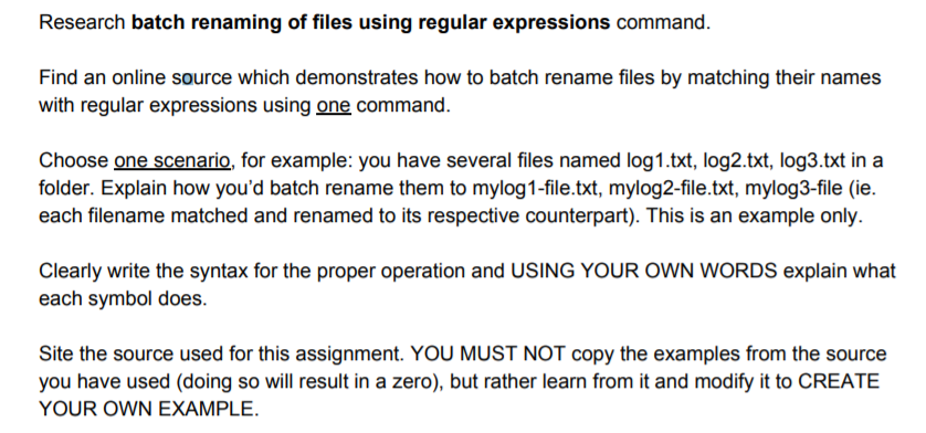 Linux - Batch Rename Research batch renaming of files using regular expressions
