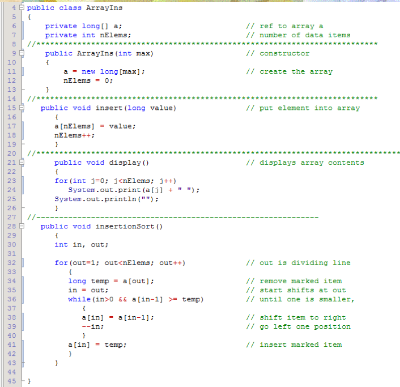 Section 3.3 1- Add the following method to the Insertion Sort Program
